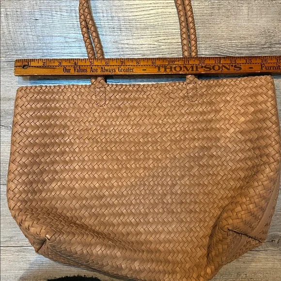 Madewell Woven Leather tote large brown transport bag NEW! - Picture 8 of 11